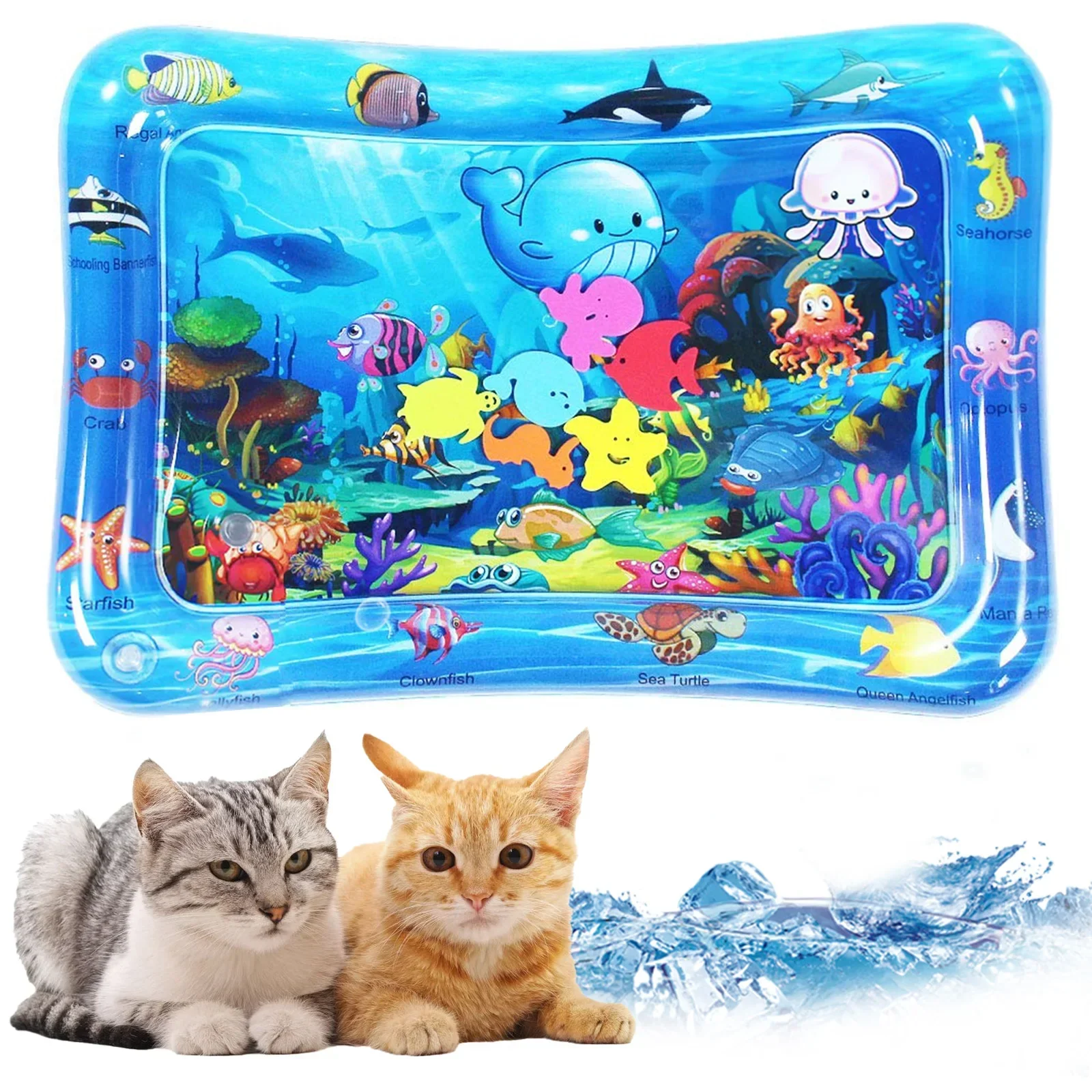 Alfombra de juego sensorial de agua para mascotas, tapete inflable grueso para gatos, perros, peces, mar, Océano, juguete sensorial - imagen 5