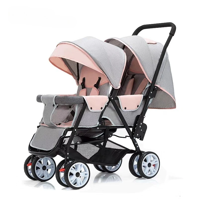 Cochecito doble plegable ligero con asiento y dosel - viaje seguro - imagen 5