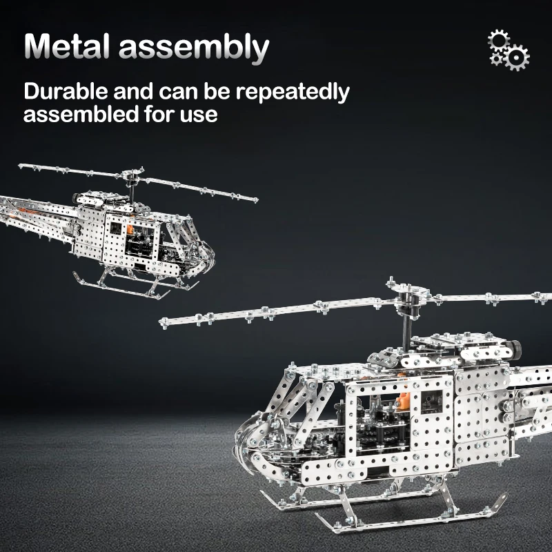 Helicóptero militar grande de alta dificultad, montaje de tornillo y tuerca, bloques de construcción 3D hechos a mano, juguete para niños - imagen 5