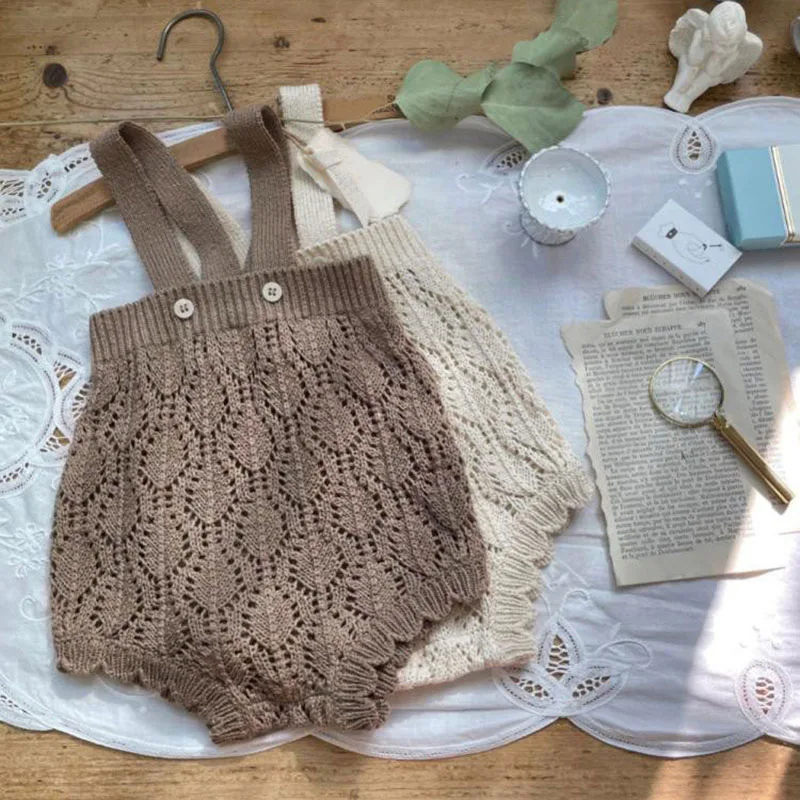 Milangel-ropa de bebé para niñas pequeñas, monos de punto para niños pequeños, ropa de una pieza ahuecada con sombrero - imagen 3