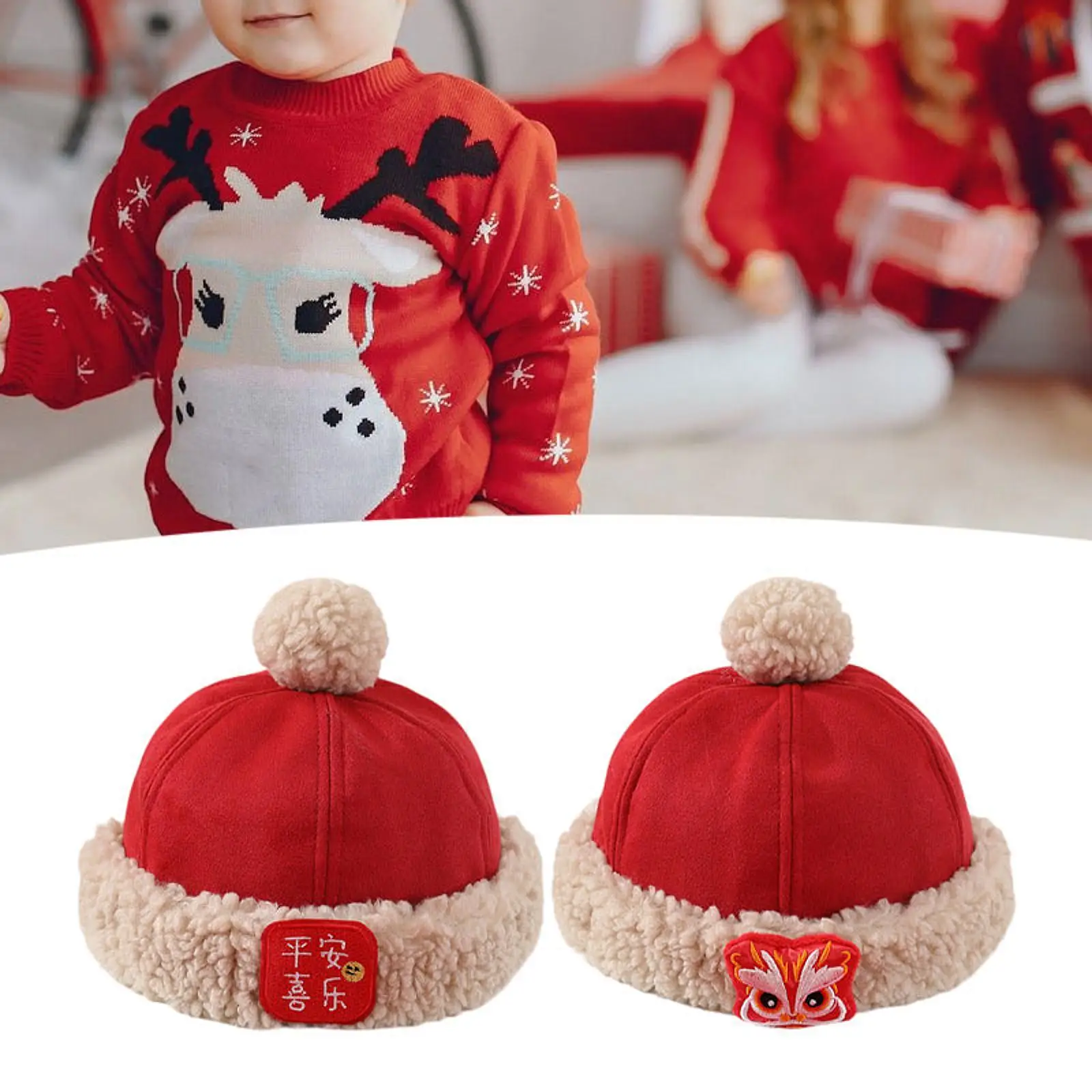 Gorro de invierno para bebé, regalo de decoración de Año Nuevo, suave, cómodo, cálido, bonito gorro de Año Nuevo a la moda para niños pequeños, niños y niñas - imagen 2