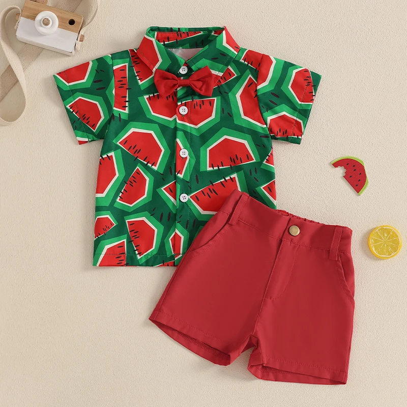 Tregren Conjunto de verano para bebé manga corta con estampado sandía - imagen 3