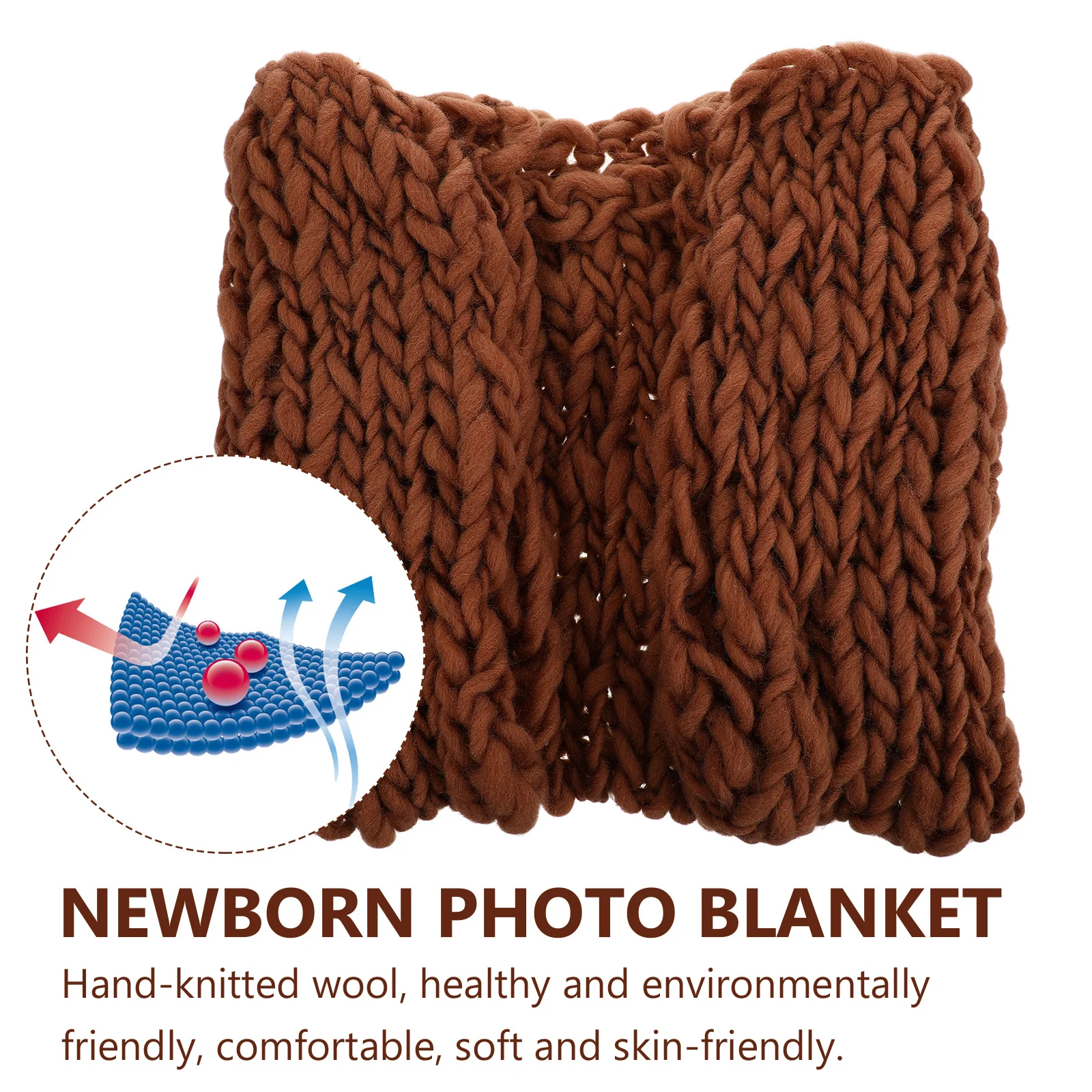 Manta para fotografía de recién nacido, accesorio para fotografía de bebé de lana tejido a mano, grande, cómodo, respetuoso con la piel, fondo fotográfico infantil reutilizable, 1 Uds. - imagen 4