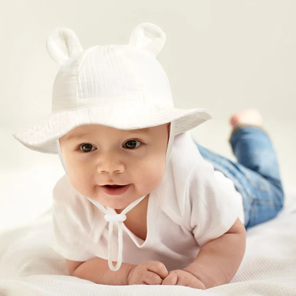 Gorro de sol bebé en algodón con orejas estilo Panamá unisex - imagen 3