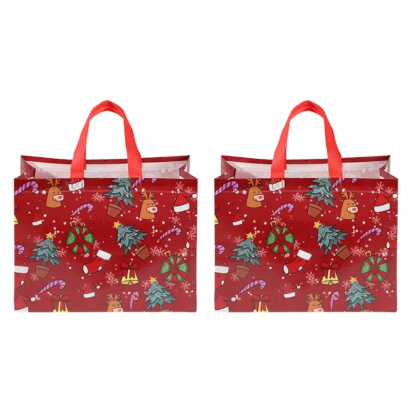 2 unids/set bolsa de regalo de mano de Navidad Red8001-1 Santa Claus muñeco de nieve alce decoración 33x25x17cm bolso de regalo de recuerdo no tejido ZYF