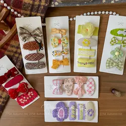 Pinzas para el cabello tela floral coreana - Multicolores infantiles
