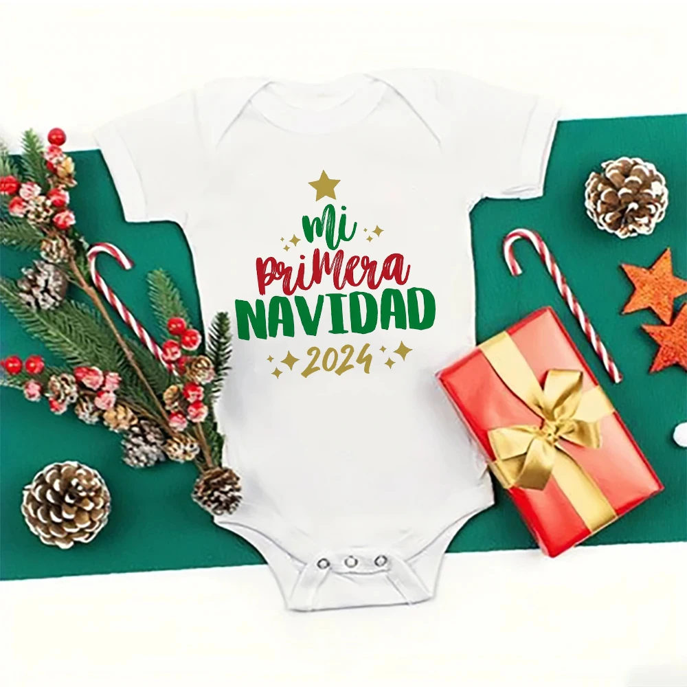 Body con estampado español para bebé, Pelele de manga corta para recién nacido, traje para fiesta de navidad