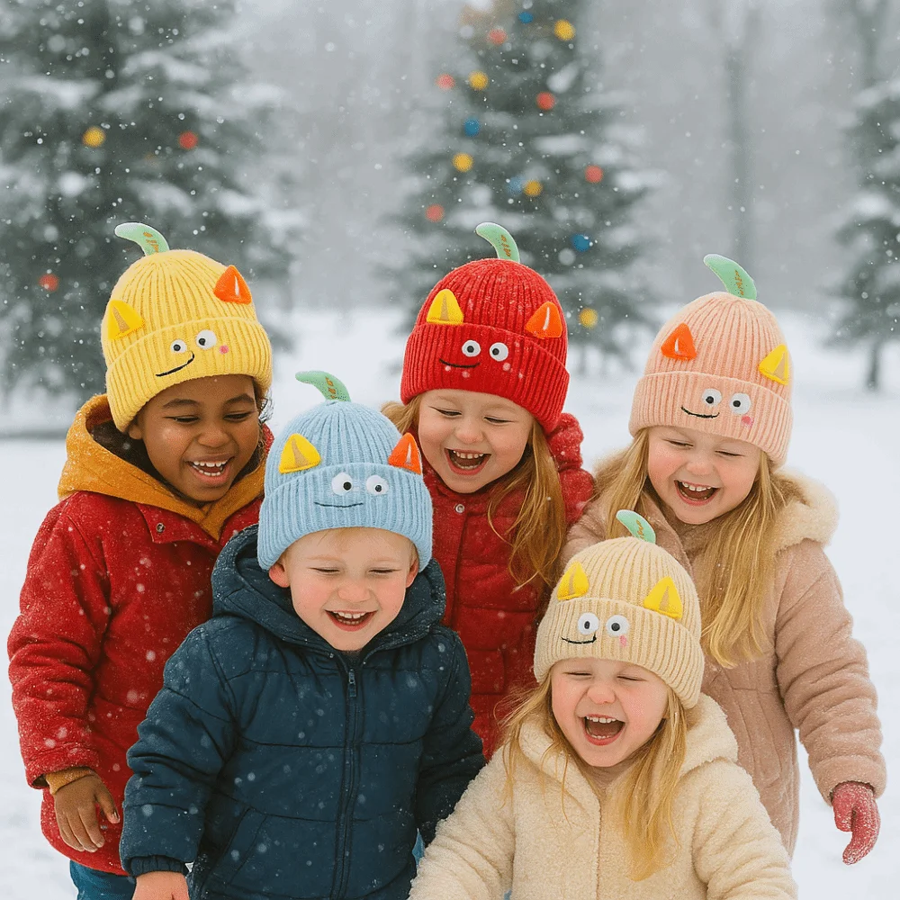 Gorros de punto de dibujos animados de 0 a 24 meses, bufanda cálida de Color sólido para bebé, protección para los oídos, conjunto de polainas cálidas para el cuello, Unisex - imagen 2