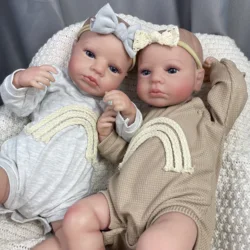 LouLou Awake Twins Girl – Muñeca reborn realista de vinilo para bebés 50cm