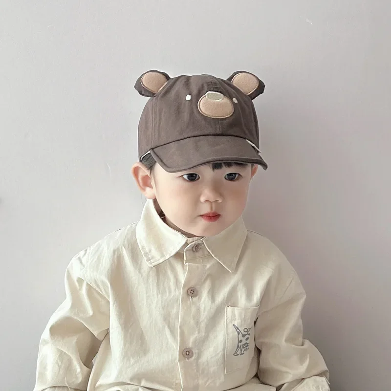 Gorra de béisbol deportiva para niños, gorra sencilla con pico de oso de dibujos animados para niños pequeños, sombrilla de viaje, accesorios de fotografía para bebés - imagen 4