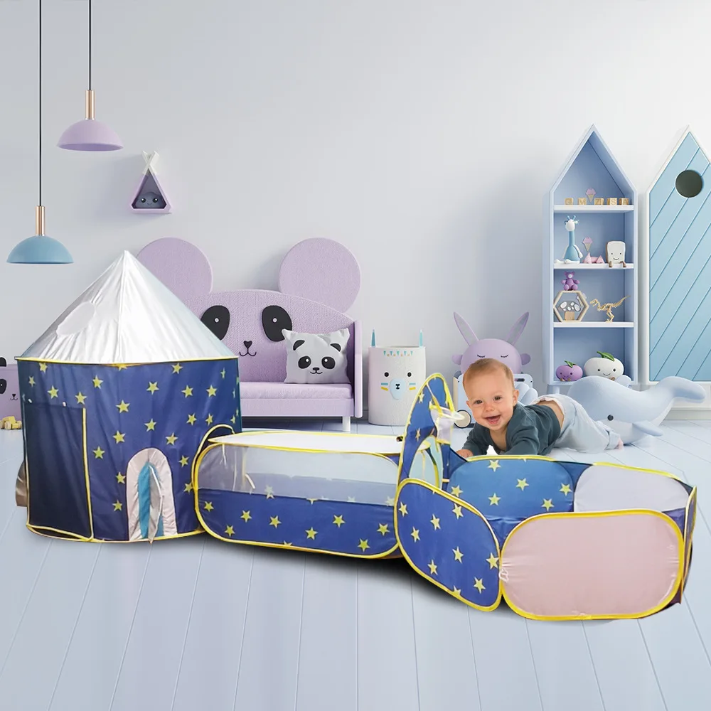 Tienda de campaña 3 en 1 para niños, juguetes, tienda de campaña portátil, piscina de pelotas para niños, tienda emergente, casa de juegos con túnel para gatear - imagen 2