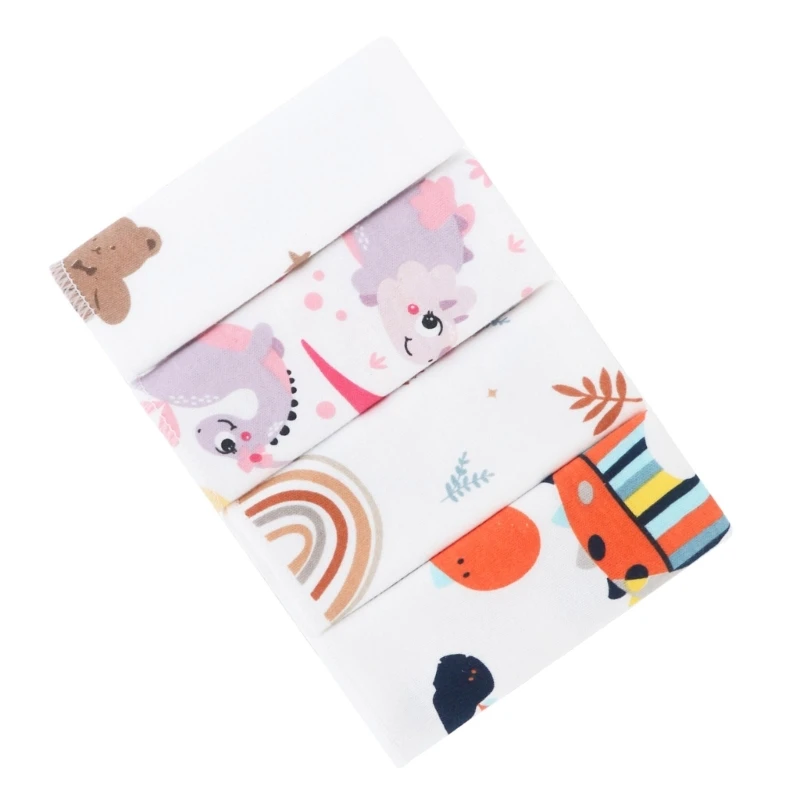 Toallita con estampado de dibujos animados para bebé, toallitas para lavarse las manos y la cara, toallas cuadradas de algodón para bebé, pañuelo, paño de muselina, babero para alimentar, 4 Uds. - imagen 5