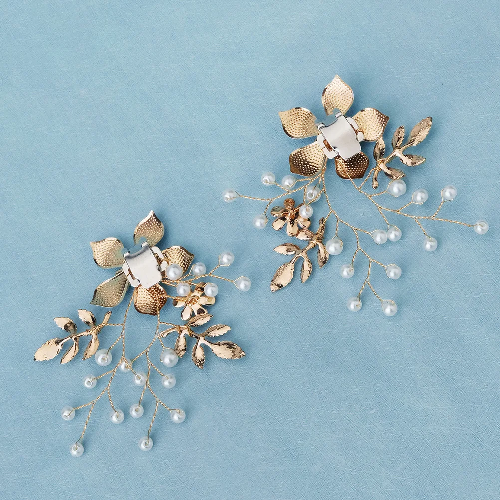 1 par de Clips para zapatos de novia, diseño de flores, perlas artificiales, accesorios para zapatos de novia, zapatos de fiesta de boda, decoración elegante - imagen 2