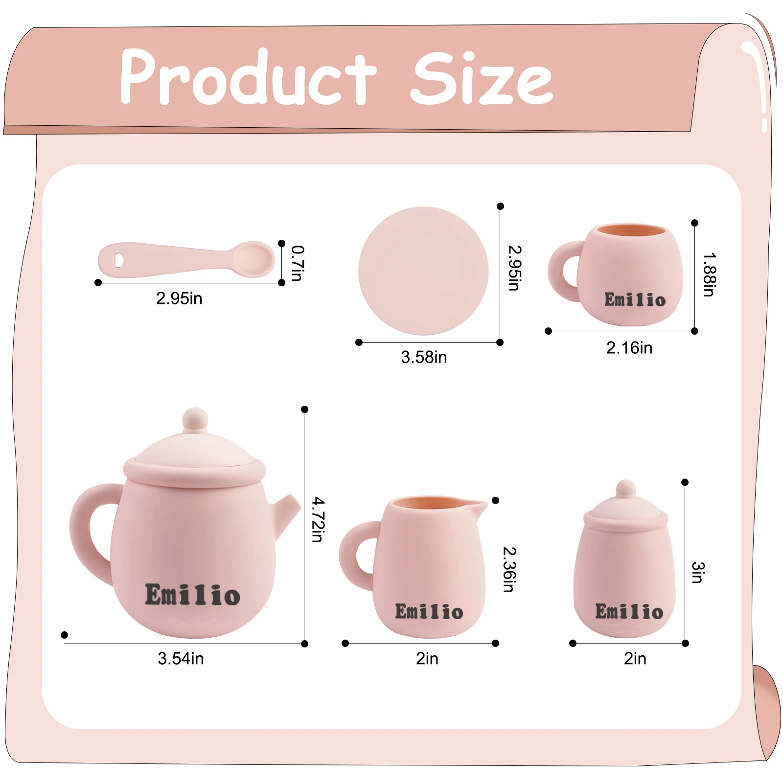 TYRY.HU-juego de té de silicona para niños pequeños, juguetes para niños pequeños, 100% alimentos, sin BPA, 7 piezas por juego - imagen 2