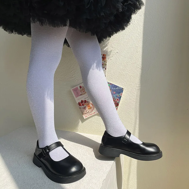 1 par de pantimedias para niña estilo europeo sólido plata brillo terciopelo apretado para niños niña 0-12T primavera otoño medias de Ballet - imagen 4