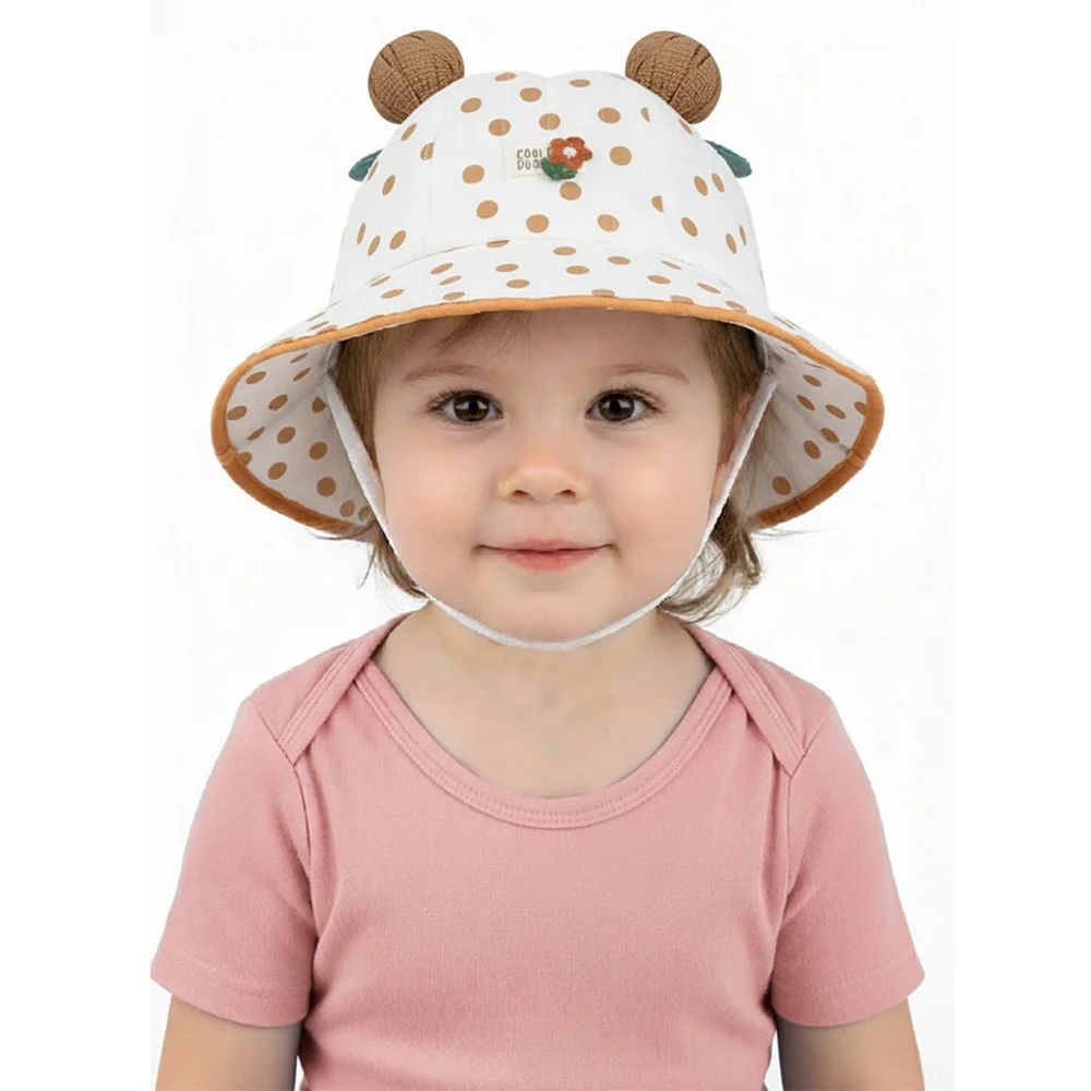 Sombrero Panamá de ala ancha con bolitas para bebé niña - imagen 2
