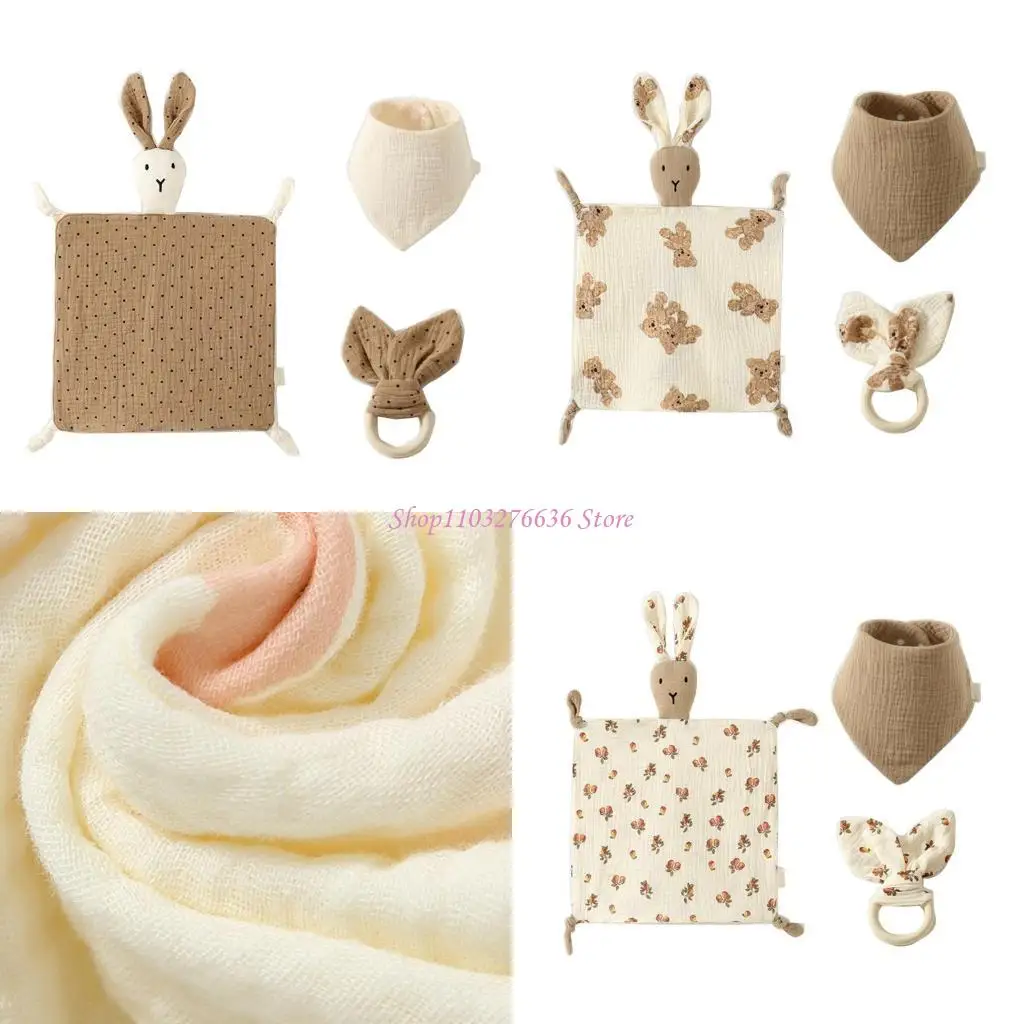 R6FD Cotton Baby Toothing Tooth Rabbit Animal Sensory: Regalo ducha recién nacido