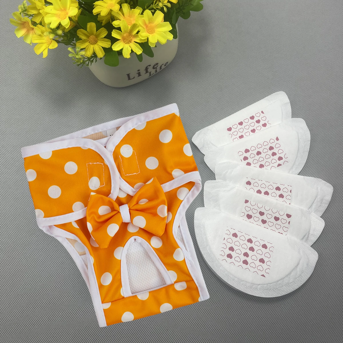 Pañales reutilizables lavables para el período del perro femenino, pañales para cachorros, 1 Uds. De ropa interior y 5 uds. De almohadillas para el período - imagen 4