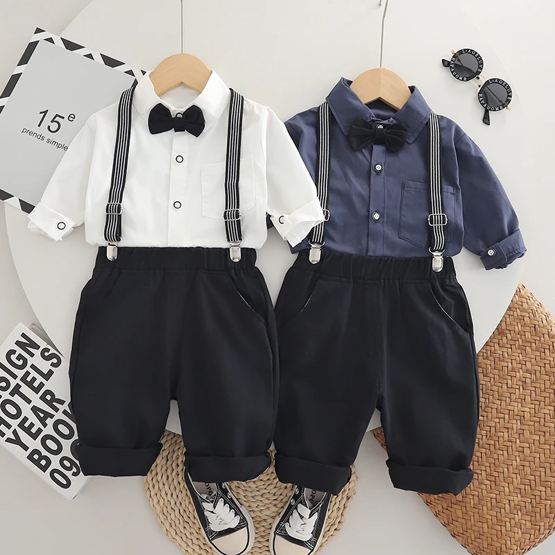 Nueva ropa de otoño para bebés, traje para niños, camisa de manga larga, monos, 2 unids/set, ropa infantil, disfraz para niños, chándales para niños