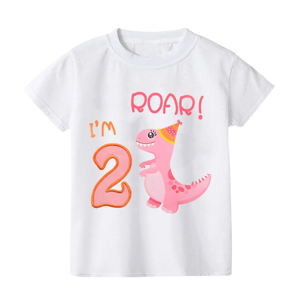 Camiseta de cumpleaños para niñas pequeñas, camiseta de 1er 2nd 3rd 4th 5th Birthday para niñas, camiseta de fiesta de dinosaurios, regalo, camisas de manga corta para niños pequeños - imagen 4