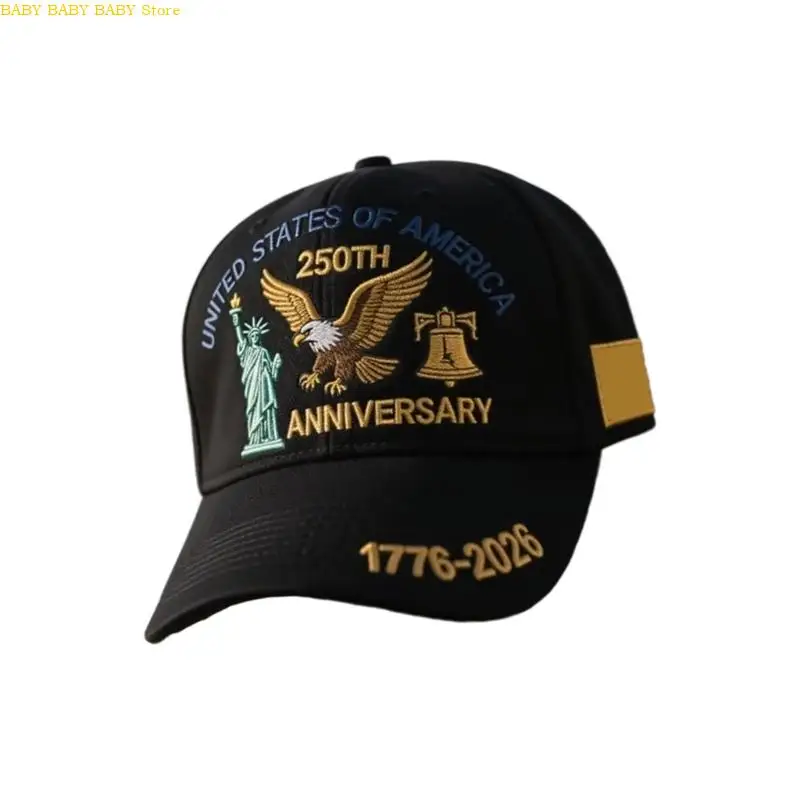 Q81A Peddle& freedom– Sombrero del 250 aniversario los Estados Unidos, gorra béisbol lavada retro con reconocimiento - imagen 5