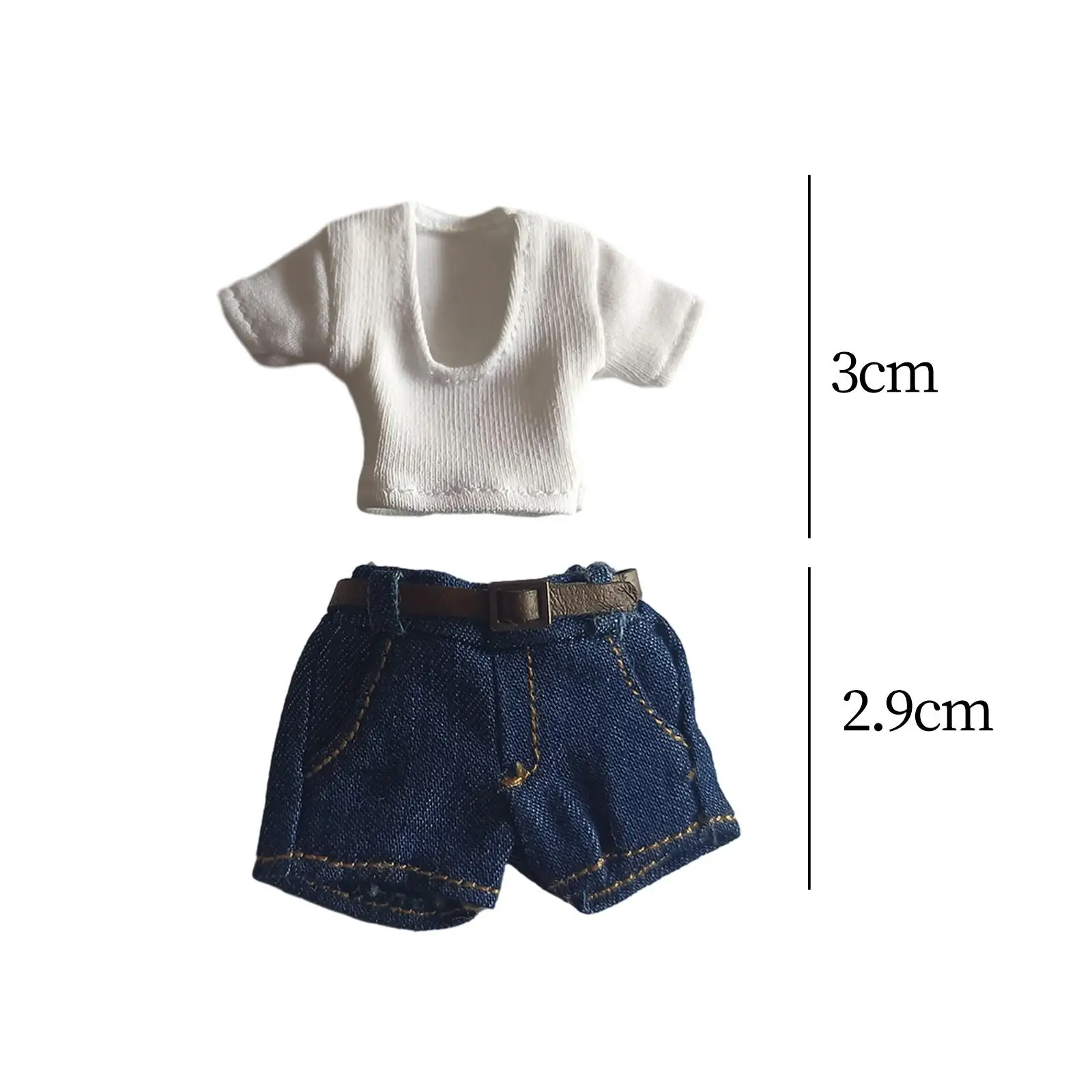 1/12 Scale Action Figures Clothing with Belt Cosplay Outfits Action Figure Clothes T Shirt Shorts Set for 6'' Female Figure Doll