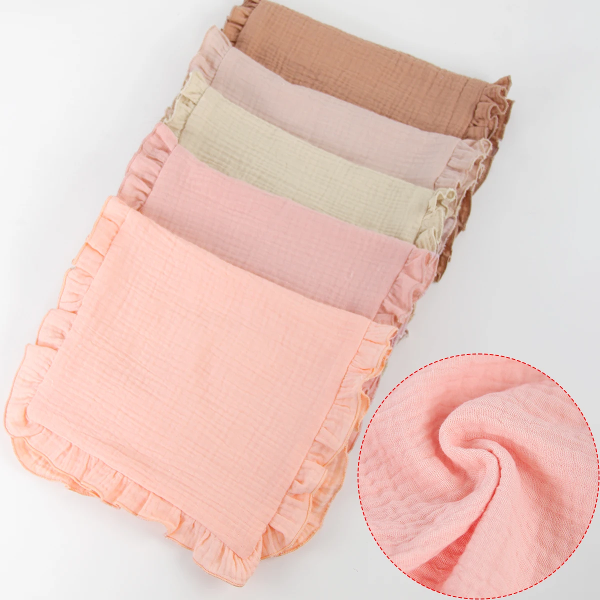 Paños para eructar para bebé, trapos para eructar de algodón con borde con borlas para recién nacido, Baberos de algodón suaves y cómodos para bebé/juego de paños para eructar - imagen 2