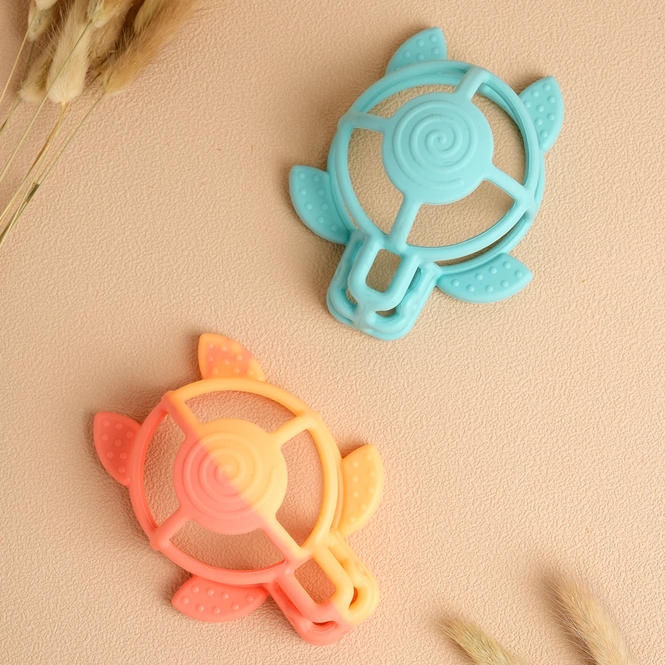 Mordedor de silicona con forma de tortuga para niños, juguete para masticar para bebés, alivio de la dentición infantil, sin BPA, juguete sensorial de enfermería seguro, 0-12 meses, 1 Uds.