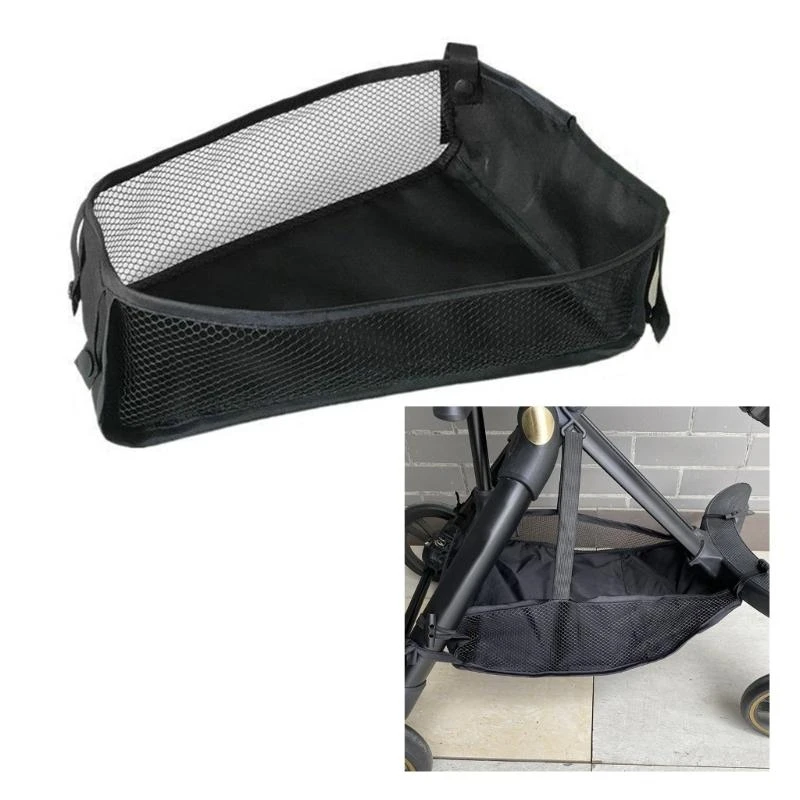 Bolsa organizadora portátil para cochecito bebé M76C, cesta almacenamiento tela Oxford negra, accesorios para cochecito