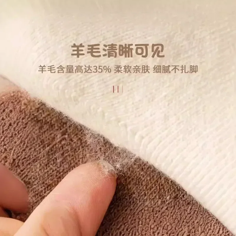 Calcetín cálido de lana para niños y niñas, calcetín de pantorrilla sencillo de Color sólido a la moda para niños, calcetín de lana peluda cálido para otoño e invierno - imagen 3