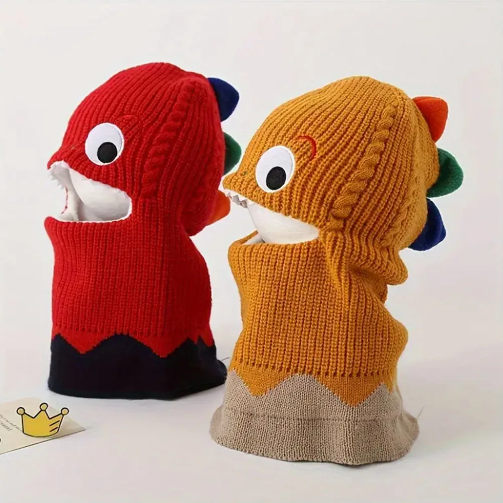 Gorro de invierno de dinosaurio de punto con forro polar para niños, gorro cálido elástico para niños y niñas de 1 a 6 años, ligero y suave calidez para Acción de Gracias