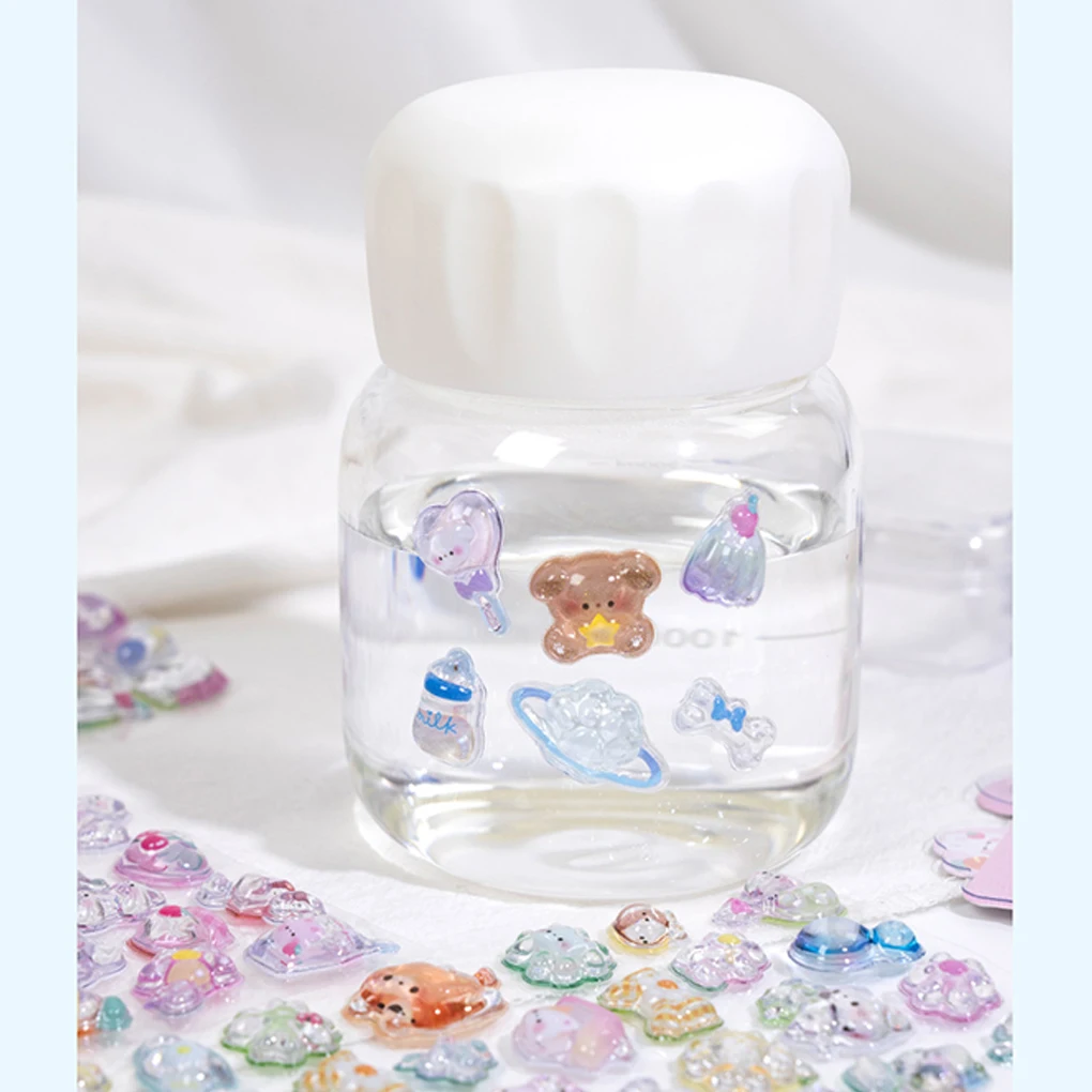 Pegatinas de animales de dibujos animados en 3D, pegatinas en relieve para decoración de funda de teléfono, suministros para álbum de recortes, pegatinas impermeables de dibujos animados - imagen 3