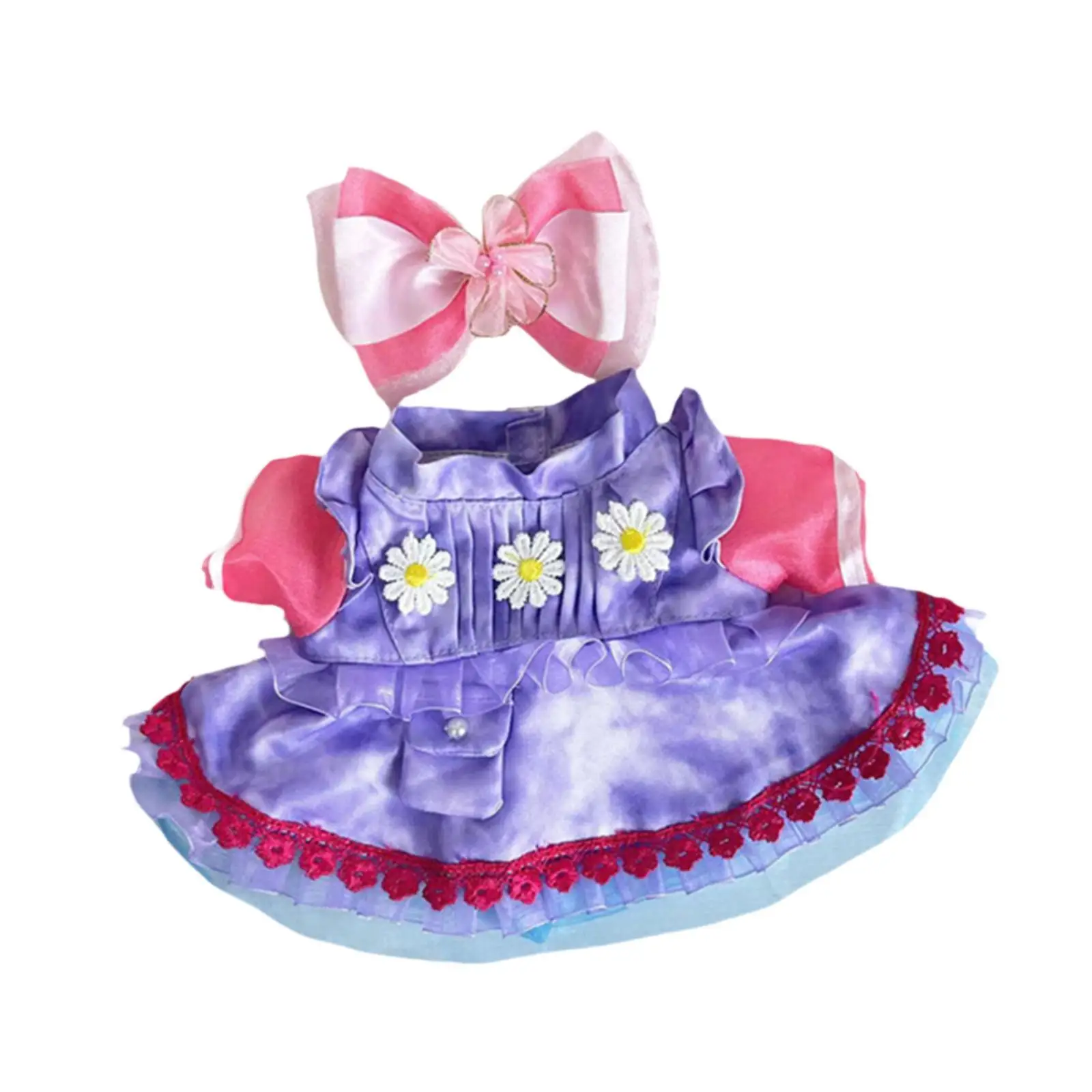 Set of 2 Dress and Bow Hairpin for 38cm Dolls, Ideal for New Year Gifts