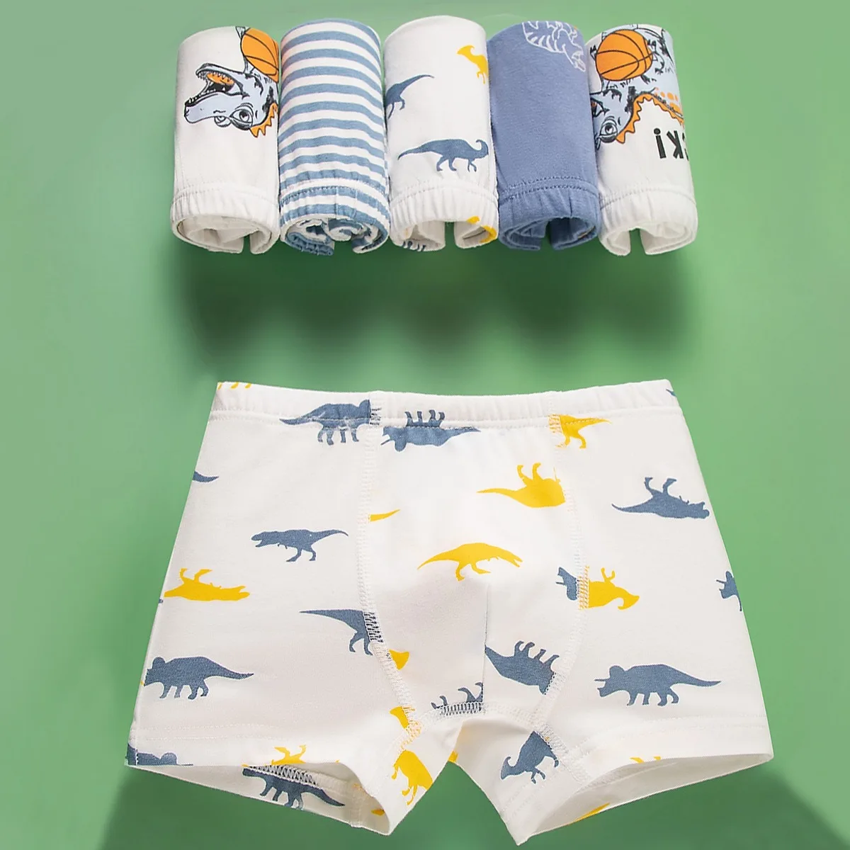 4 unids/lote de ropa interior para niños, Boxers de algodón para niños de 3 a 11T, calzoncillos transpirables para niños, calzoncillos Boxer con estampado de dinosaurio de dibujos animados para niños - imagen 2