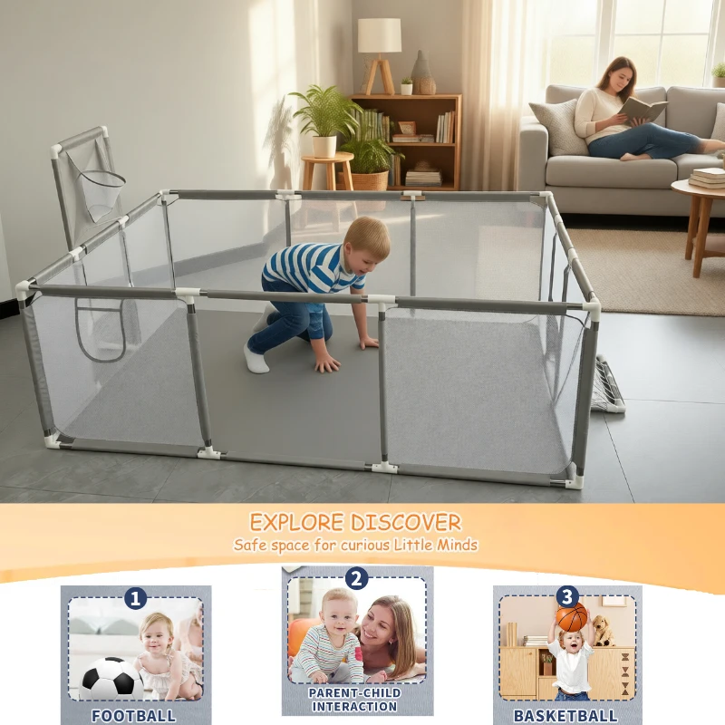 IMBABY Parque infantil bebé con malla transpirable y cómoda - imagen 3