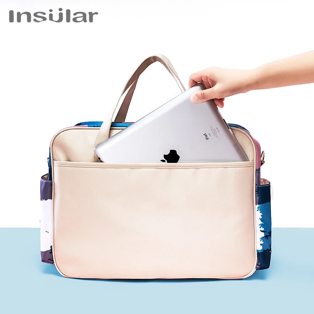 Bolsas de pañales insulares para bebés, bolso de hombro de viaje para mamá de gran capacidad, bolsa de pañales impermeable para bebés, bolsa portátil para cochecito para el cuidado del bebé - imagen 4