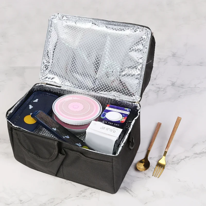 Bolsa de almuerzo de gran capacidad, paquete de almuerzo doble, juego de Picnic para acampar para niños, caja aislante de mano y de un solo hombro - imagen 4