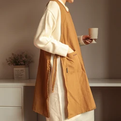 Chaleco largo antisuciedad, delantal de cocina impermeable con bolsillos, delantal de trabajo para pintura para mujer, delantal de belleza para salón de uñas