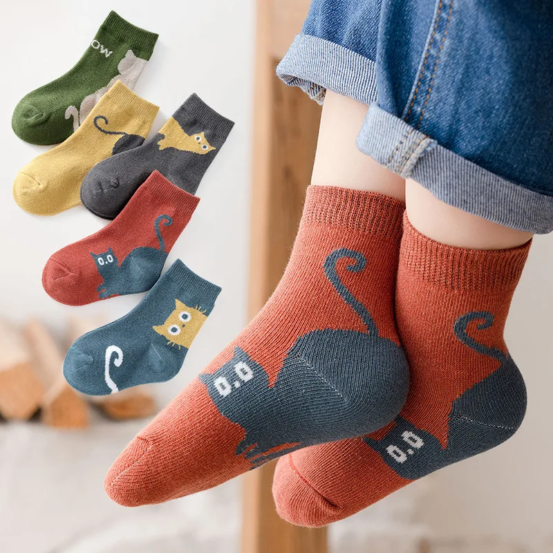 Calcetines tobilleros de algodón para niños con diseño de gato suaves - imagen 4