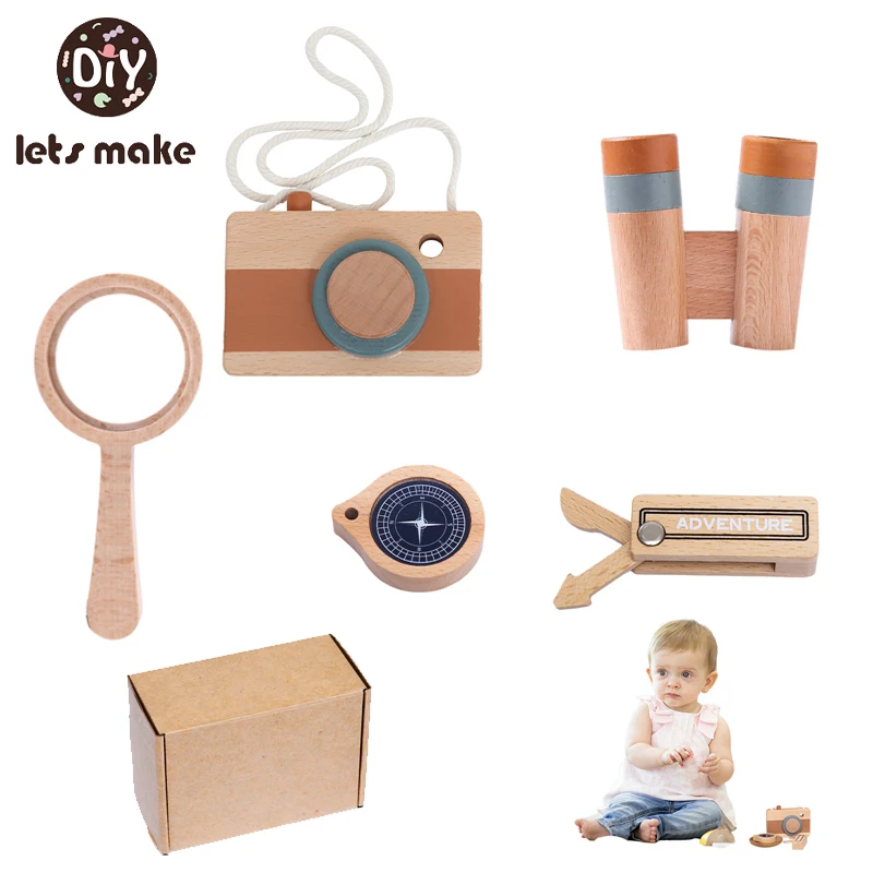 Juego Montessori de madera con lupa y binocular