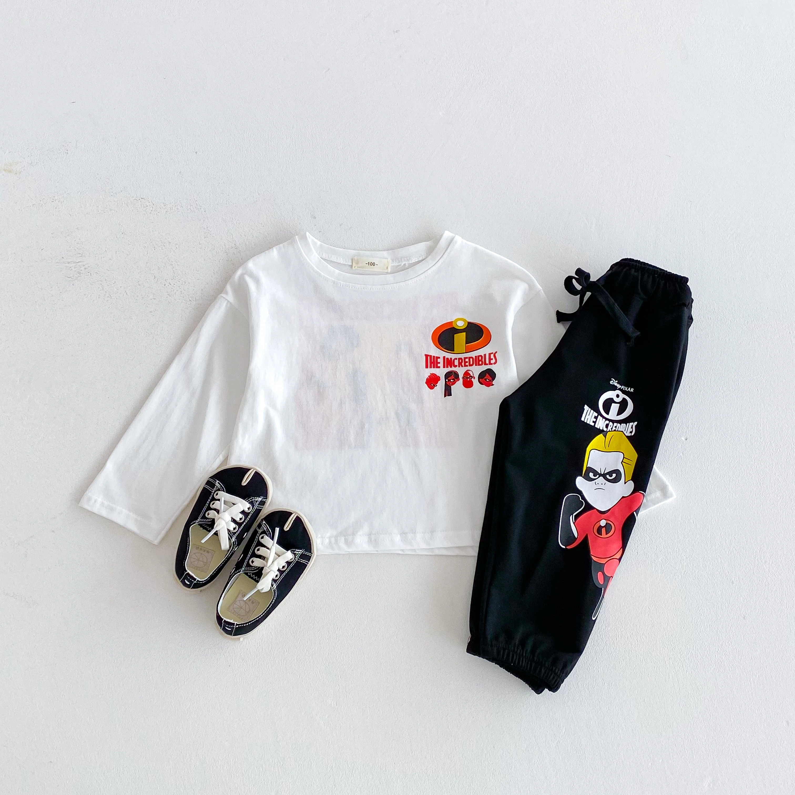 Traje de manga larga con estampado de dibujos animados de Disney para bebés y niñas, chándal informal para niños, 2 unid/set, disfraz para niños pequeños, trajes de otoño - imagen 4
