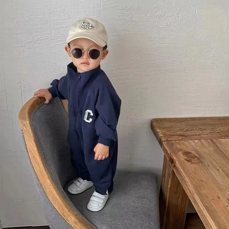 Milangel Pelele niño otoño estampado de letras y cremallera frontal