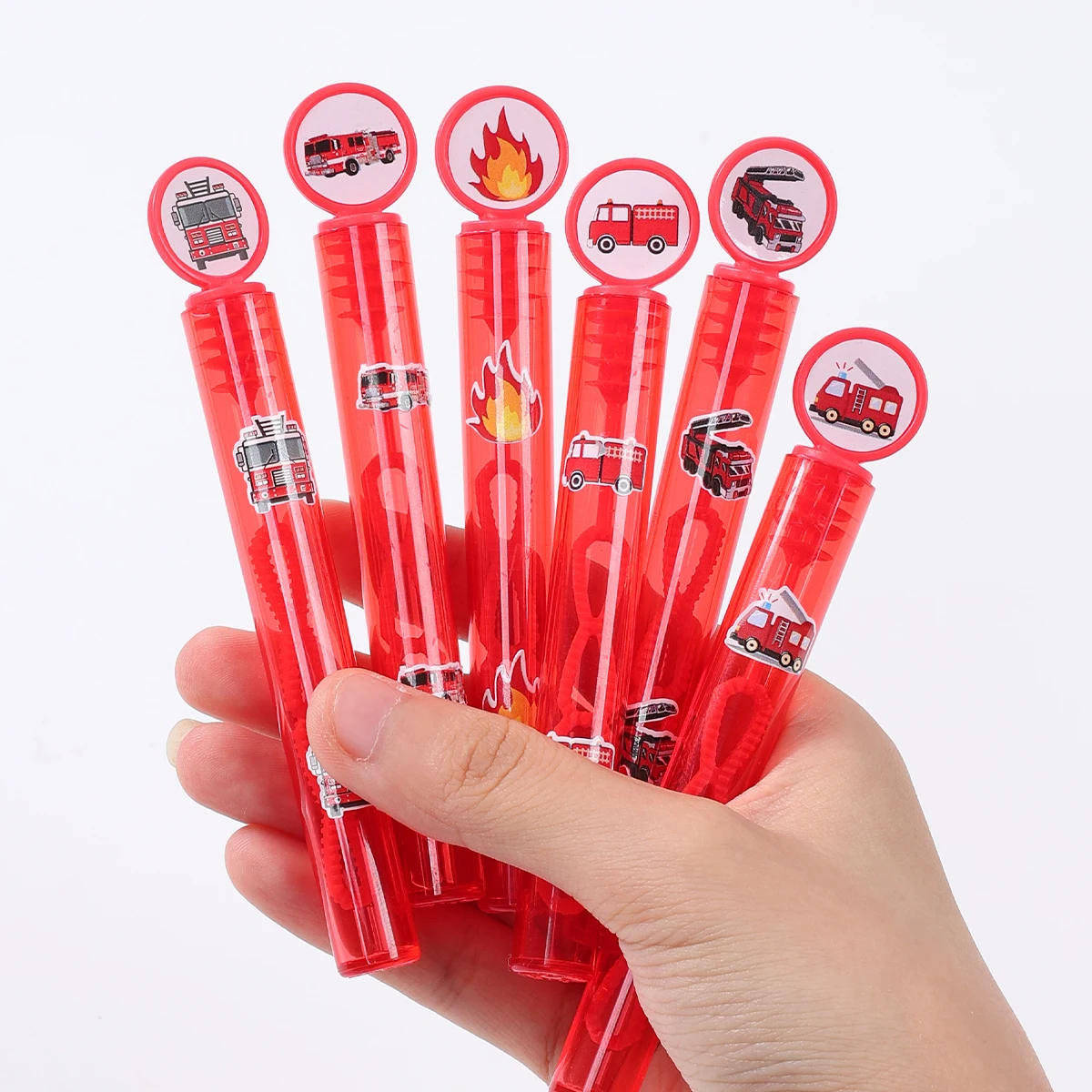 Varita de burbujas roja para camión de bomberos, decoración para fiesta de cumpleaños, recuerdos para niños, botella de burbujas, decoraciones para fiesta de bienvenida de bebé, construcción de boda, 10/20 piezas - imagen 5