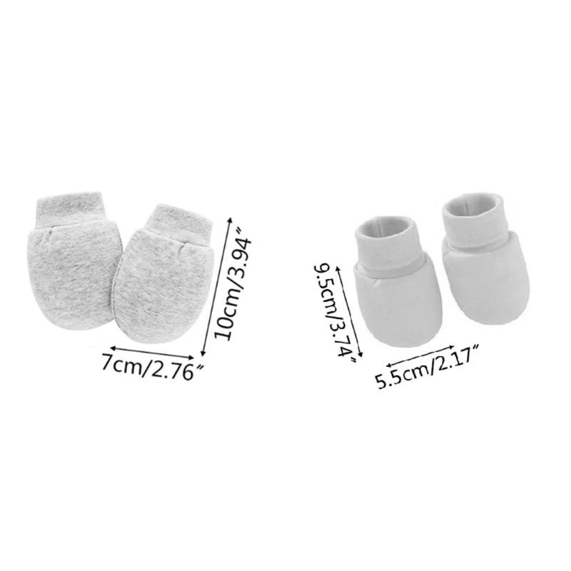 M76C 2 Pairs No Scratch Mittens Socks Set Anti Scratching Gloves Foot Covers Face for Protection Soft Cotton Hands Foots Ankle - imagen 5