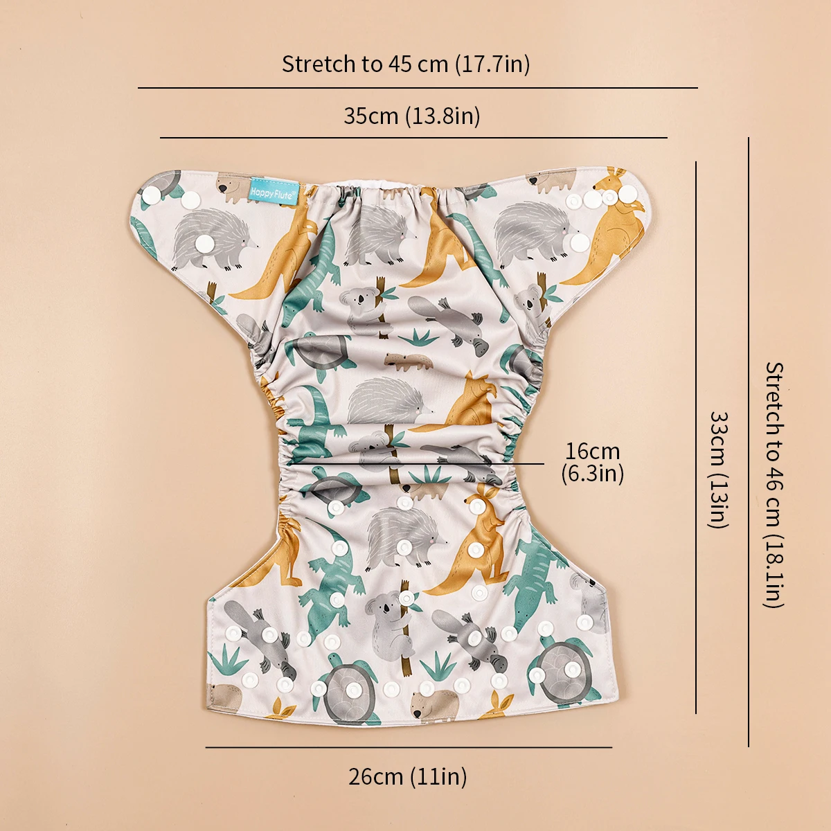 Happyflute-Juego de 3 uds de pañales de bolsillo, tela de ante, lavable interior y reutilizable, absorbente, ecológico, ajustable, cubierta de pañal para bebé, 3-15KG - imagen 2