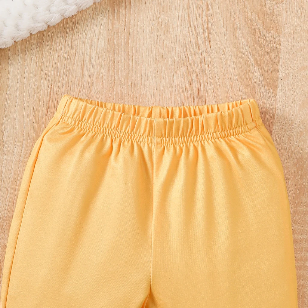 Ropa de bebé de manga larga de 0 a 9 meses, traje con estampado de dibujos animados de tigre, Top + Pantalones amarillos + sombrero bonito, mono para bebé recién nacido de 3 uds. - imagen 5