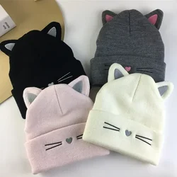Gorro coreano de invierno con orejas de gato para niños pequeños