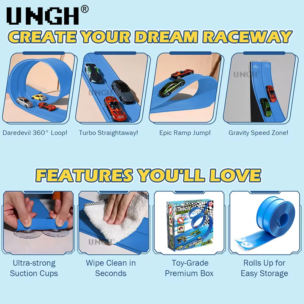 Pista de carreras flexible para niños con coches - enrollable, regalo - imagen 2
