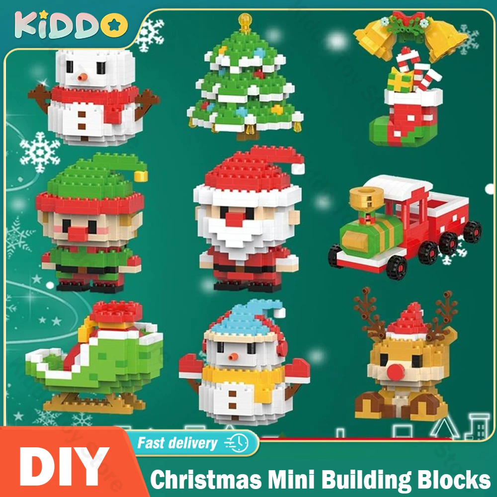 Mini bloques de construcción modelo de Papá Noel, microbloques navideños, decoración de muñeco de nieve, regalo de Navidad, rompecabezas, juguetes de ensamblaje