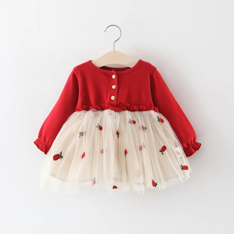 Lawadka-vestidos de encaje para bebé recién nacido, ropa de fiesta de primer cumpleaños, color rojo, 6M-3T, Primavera, 2024